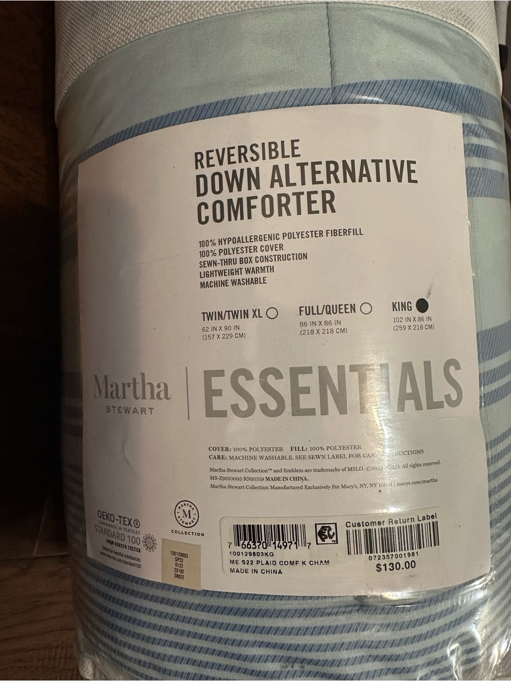 Martha Stewart Reversible Comforter in Light Blue and White